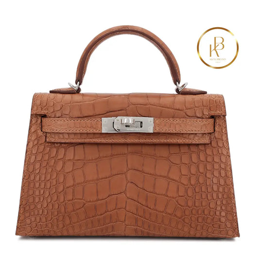 Kelly 20 Ii Gold Matte Alligator Handbags