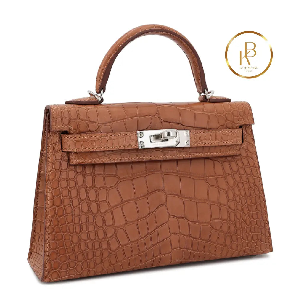 Kelly 20 Ii Gold Matte Alligator Handbags