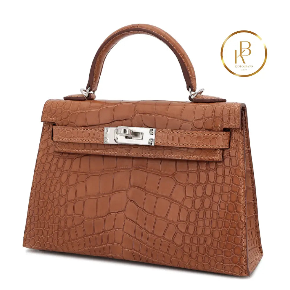 Kelly 20 Ii Gold Matte Alligator Handbags