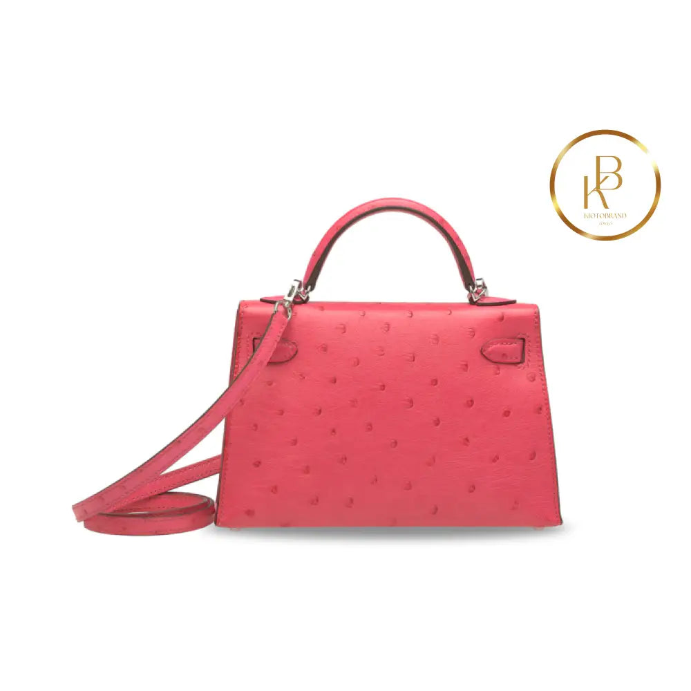 Kelly 20 Mini Hss Ostrich Rose Tyrien