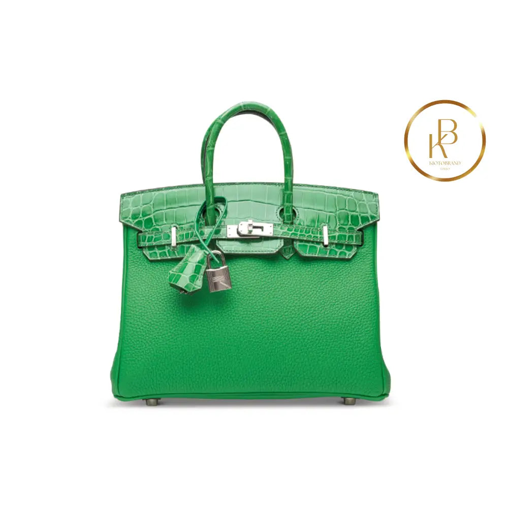Birkin 25 Touch Shiny Cactus Crocodile & Bambou Togo Handbags