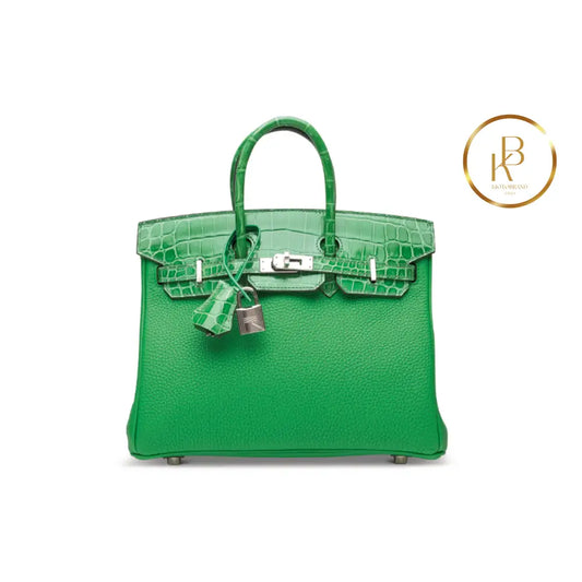 Birkin 25 Touch Shiny Cactus Crocodile & Bambou Togo Handbags