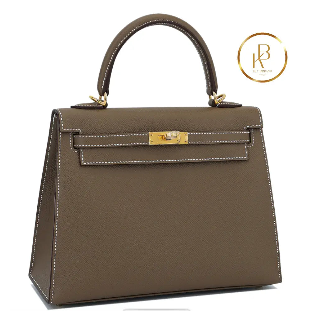 Kelly 25 Sellier Etoupe Epsom Handbags