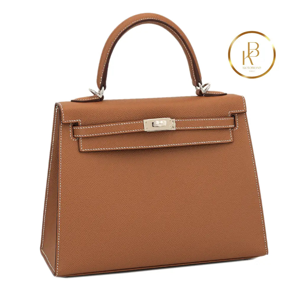 Kelly 25 Sellier Gold Epsom Handbags