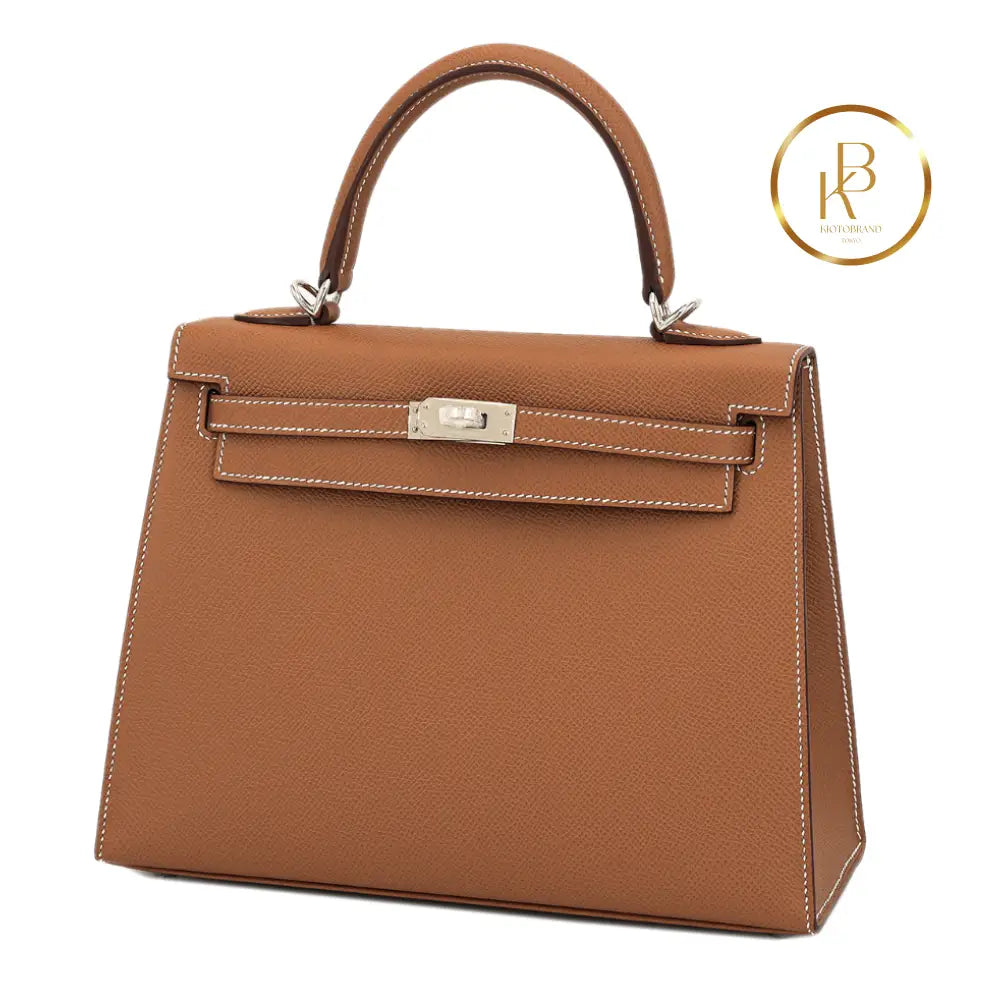 Kelly 25 Sellier Gold Epsom Handbags