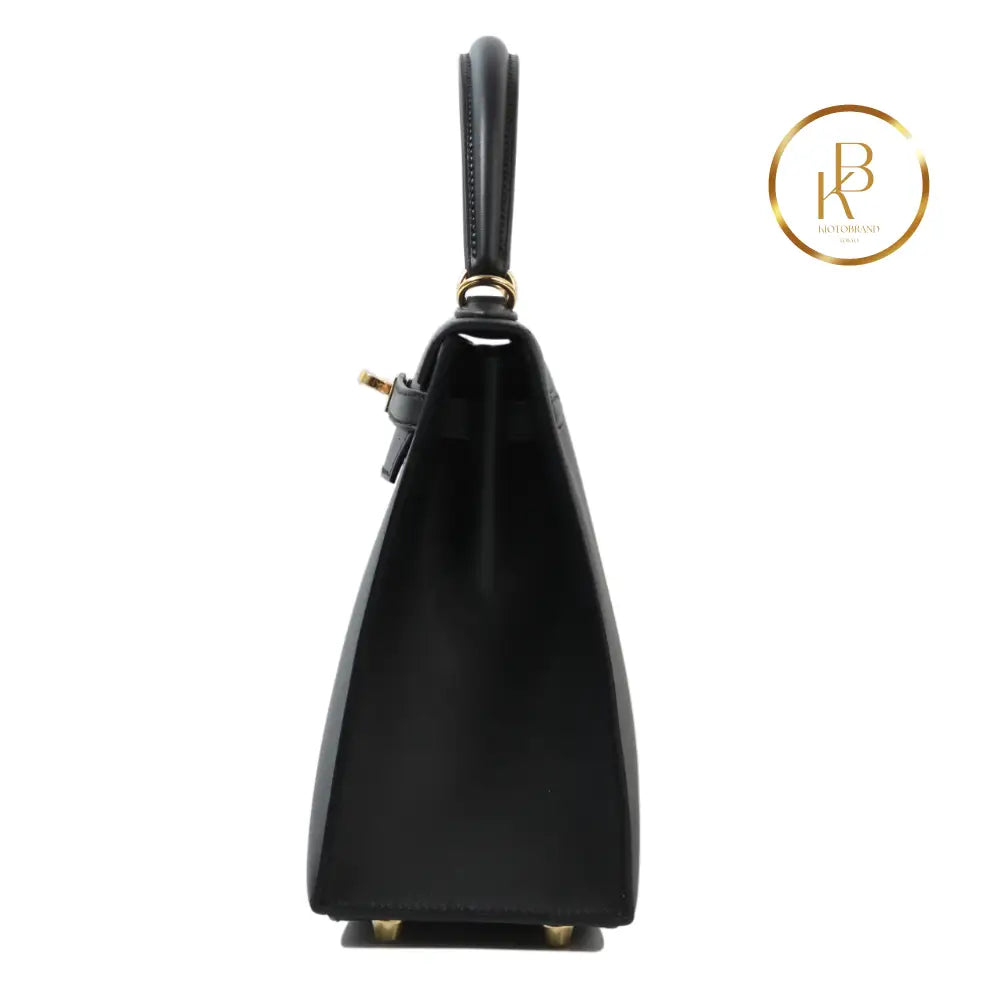 Kelly 25 Sellier Black Sombrero Leather Ghw Handbags