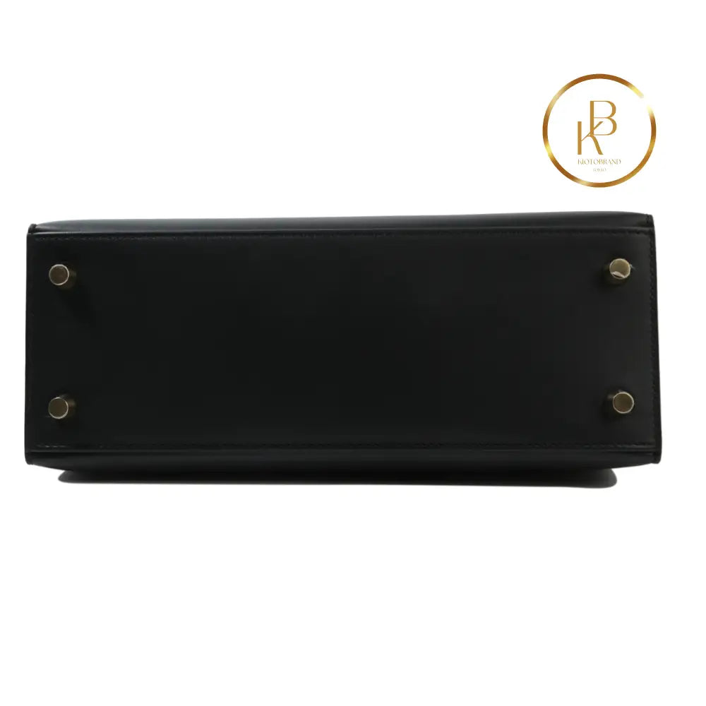 Kelly 25 Sellier Black Sombrero Leather Ghw Handbags