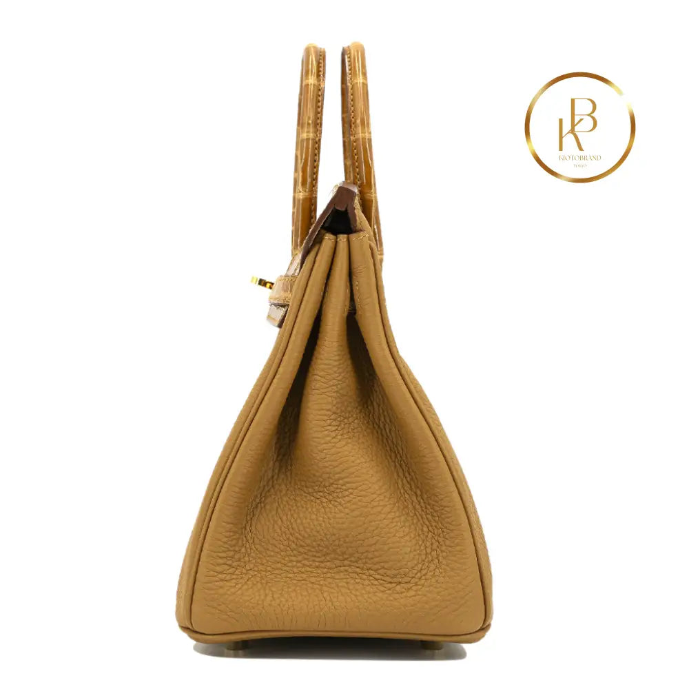 Birkin 25 Touch Caramel Togo Leather & Niloticus Crocodile Handbags