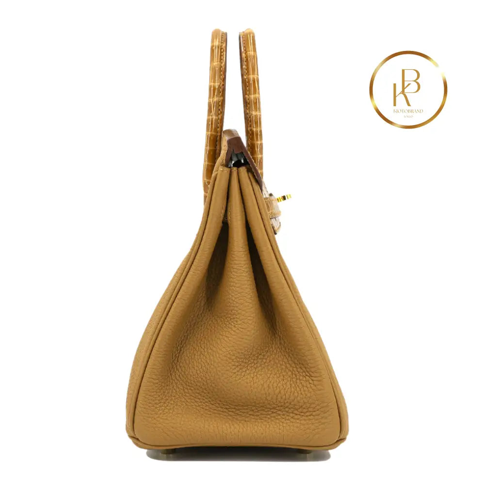 Birkin 25 Touch Caramel Togo Leather & Niloticus Crocodile Handbags