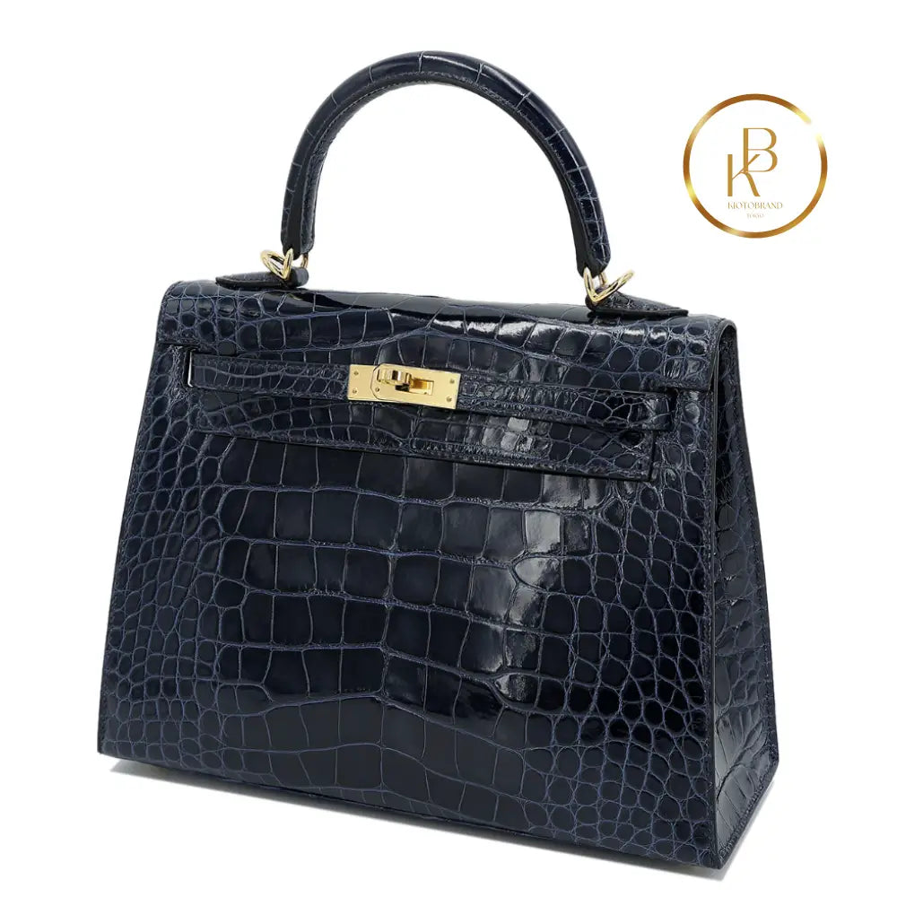 Kelly 25 Sellier Blue Baltique Alligator Handbags
