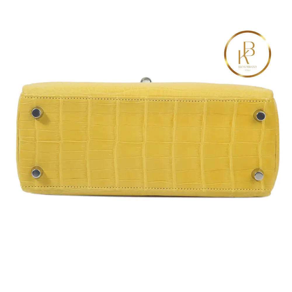 Kelly 25 Mimosa Matte Niloticus Croc Handbags