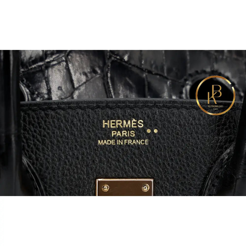 Birkin 25 Touch Black Niloticus Croc Rose Gold Hardware Handbags