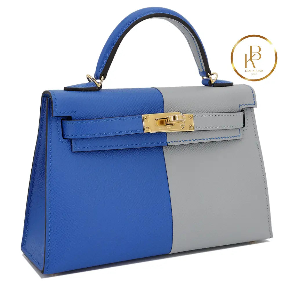 Kelly 20 Ii Blue France And Gris Mouette Epsom Handbags