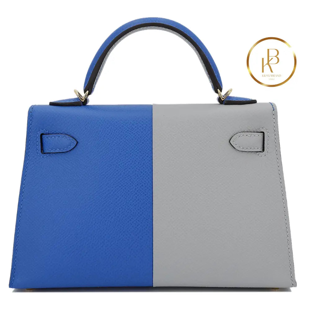 Kelly 20 Ii Blue France And Gris Mouette Epsom Handbags