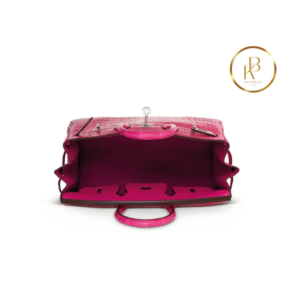 Birkin 25 Matte Rose Shocking Alligator Palladium Handbags