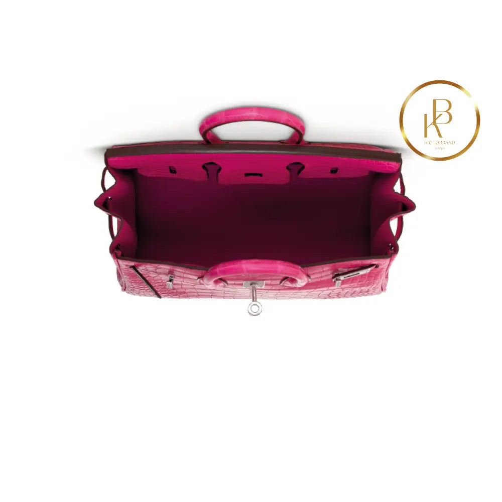 Birkin 25 Matte Rose Shocking Alligator Palladium Handbags