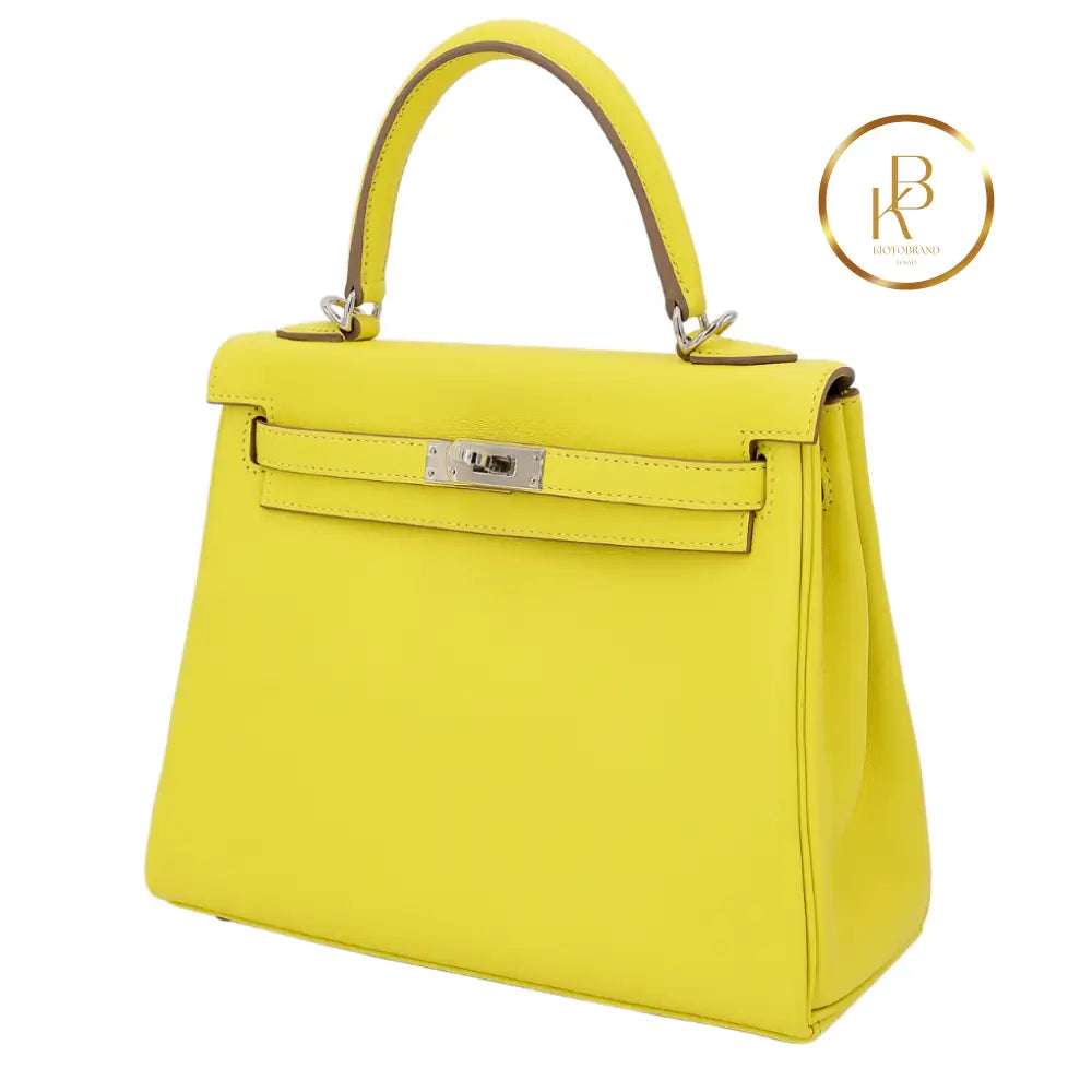 Kelly 25 Lime Swift Palladium Handbags