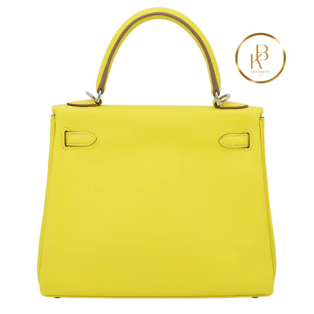 Kelly 25 Lime Swift Palladium Handbags