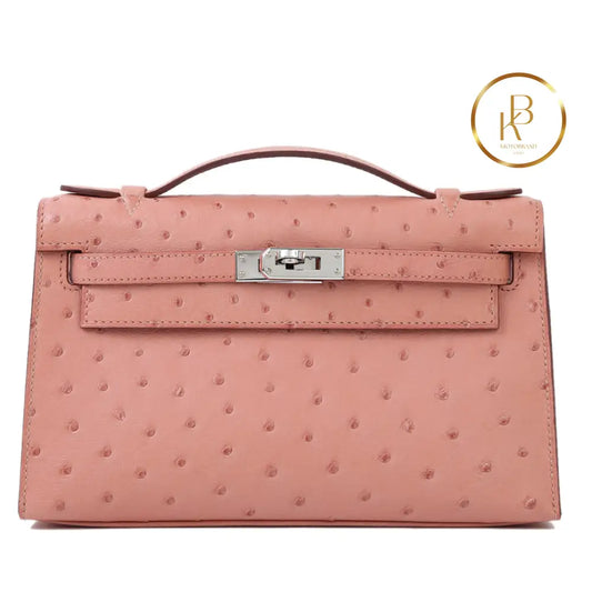 Kelly Pochette Terre Cuite Ostrich Handbags
