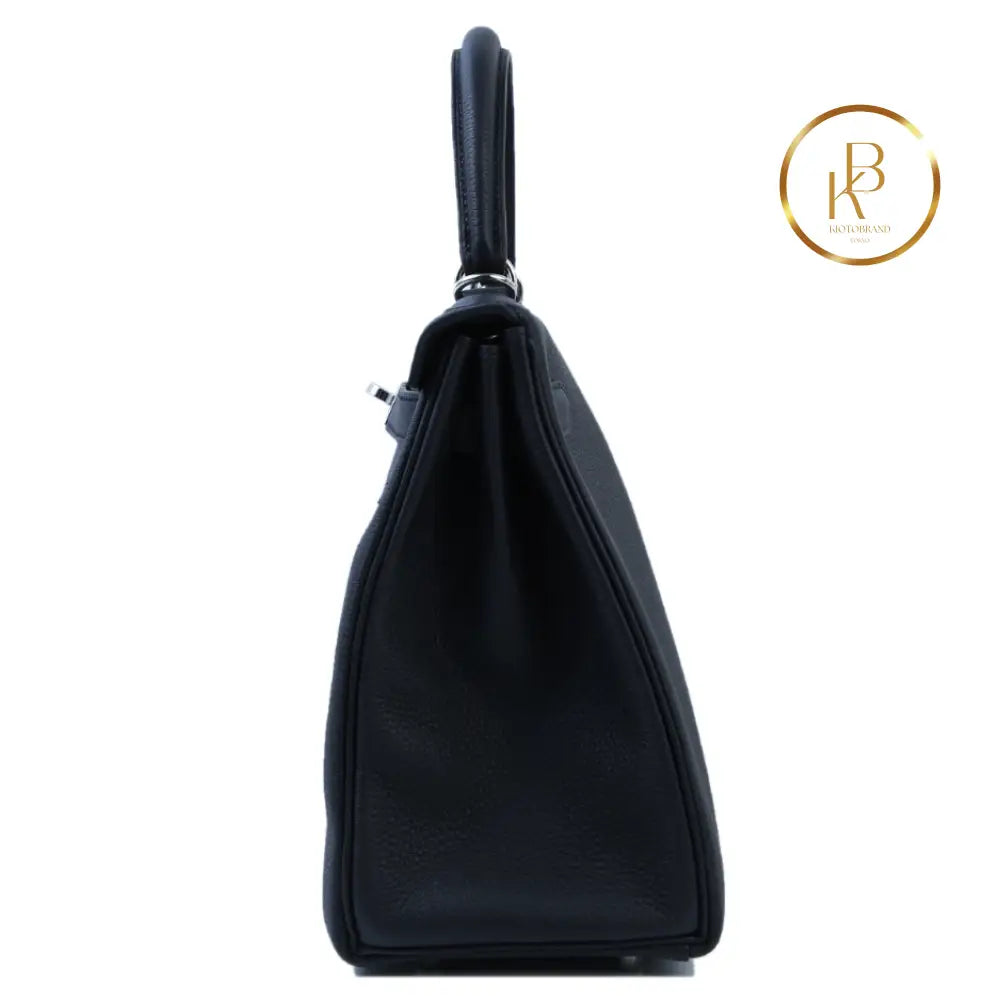 Kelly 28 Black Togo Palladium Handbags
