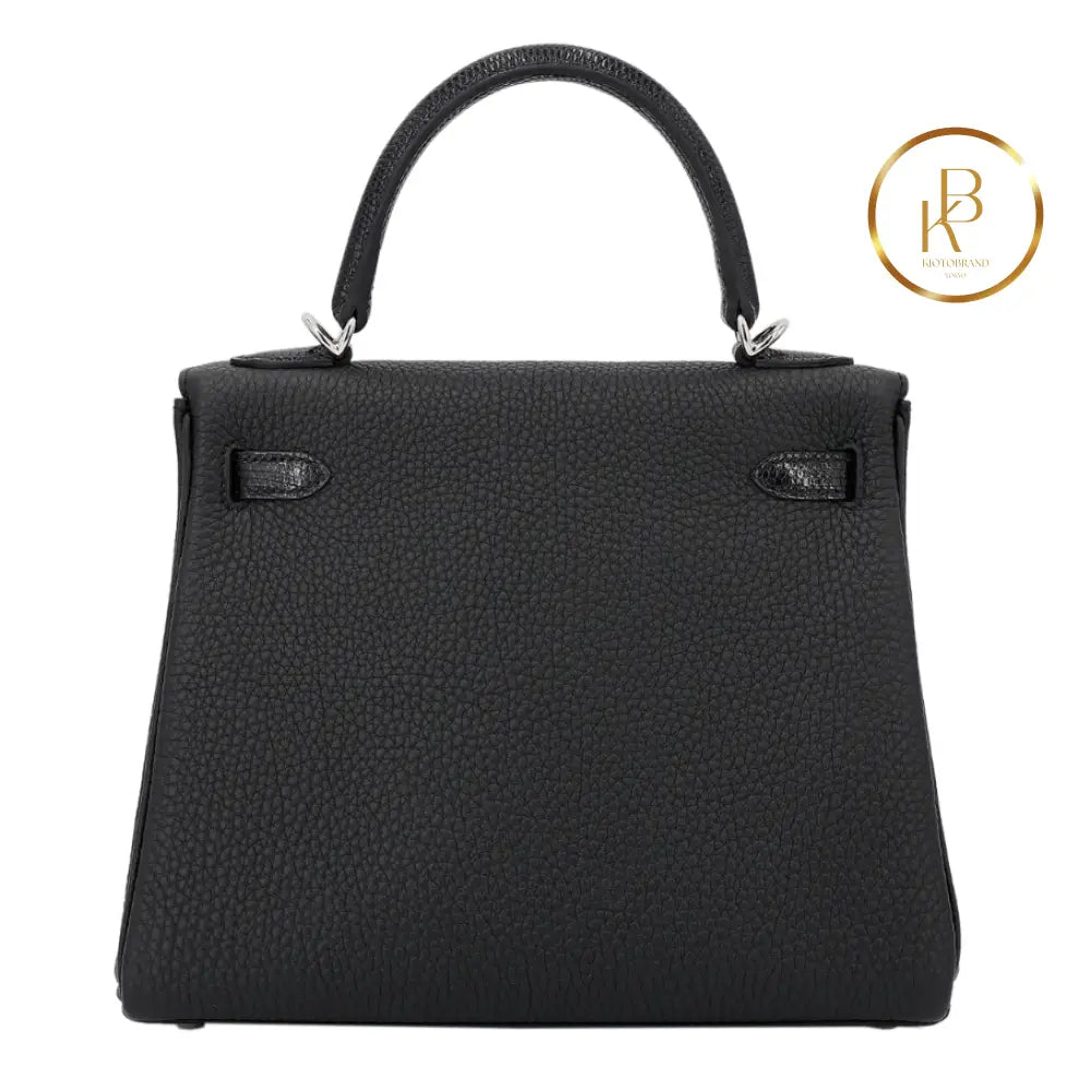 Kelly 25 Touch Black Togo Palladium Handbags
