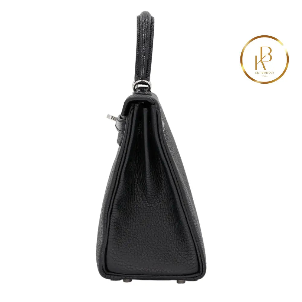 Kelly 25 Touch Black Togo Palladium Handbags
