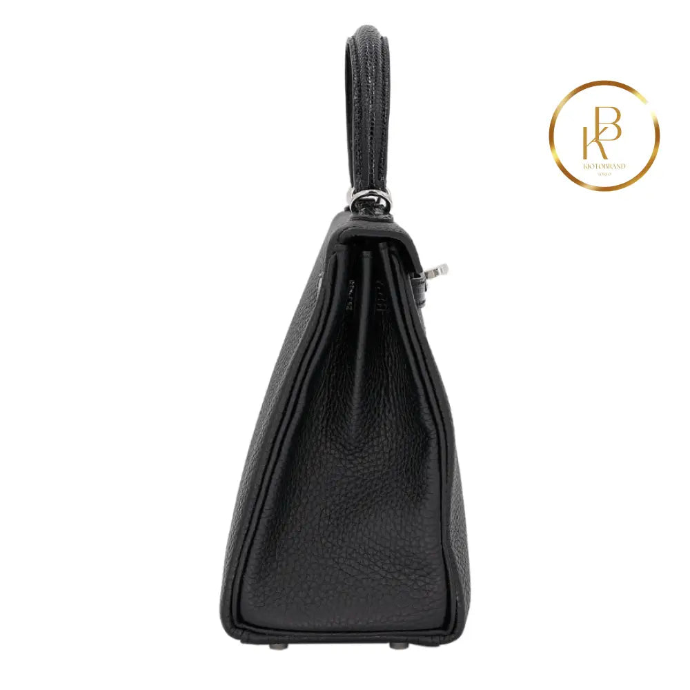 Kelly 25 Touch Black Togo Palladium Handbags