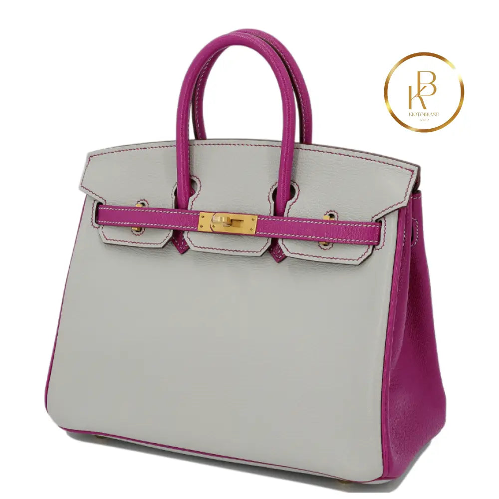 Birkin 25 Pearl Gray & Rose Purple Chevre (Special Order) Handbags