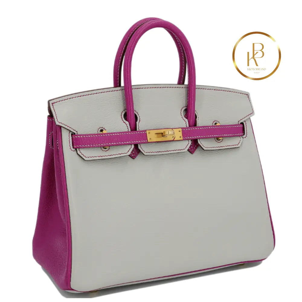 Birkin 25 Pearl Gray & Rose Purple Chevre (Special Order) Handbags