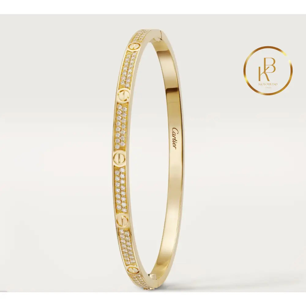 Love Bracelet Small Model Paved Yellow Gold Bracelet