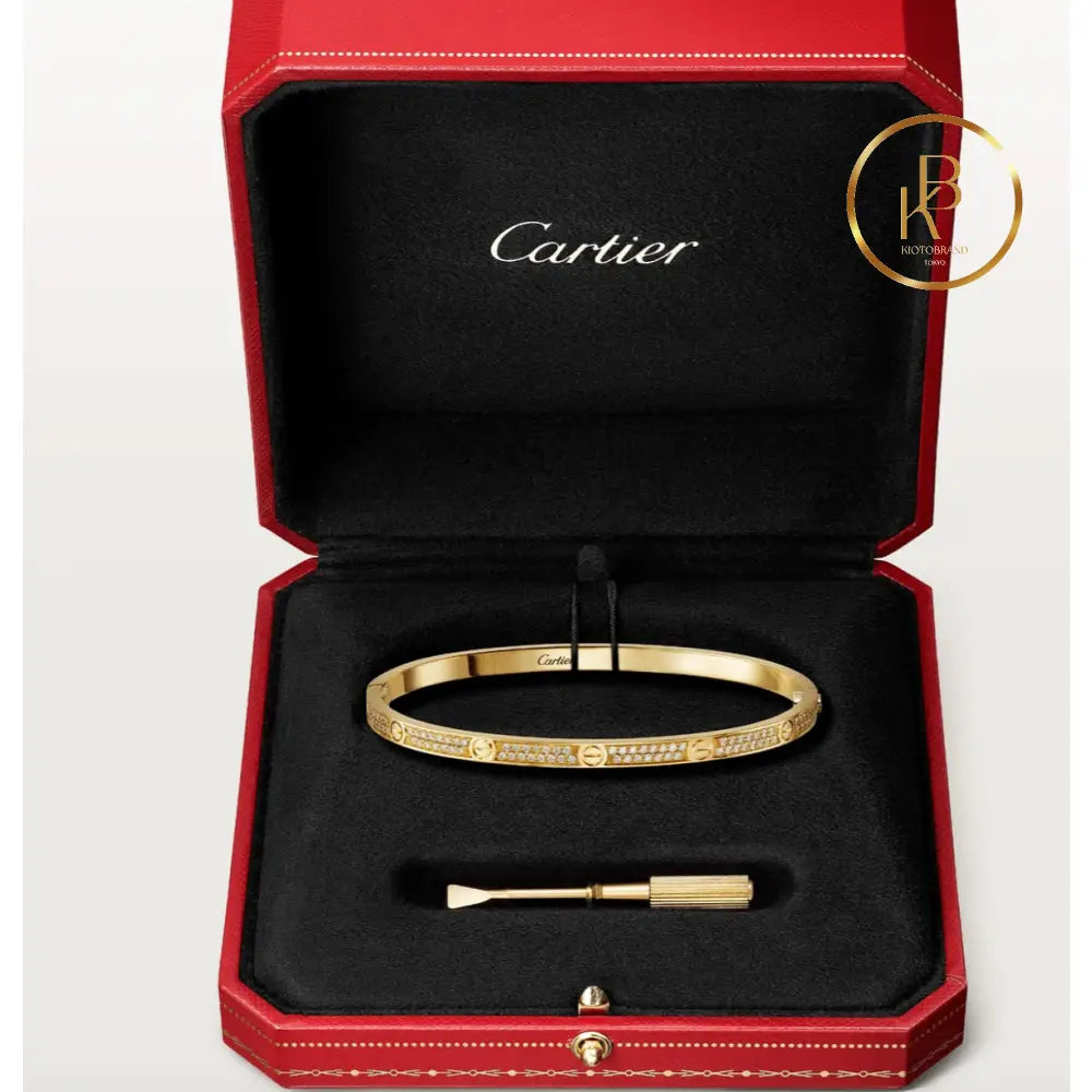 Love Bracelet Small Model Paved Yellow Gold Bracelet