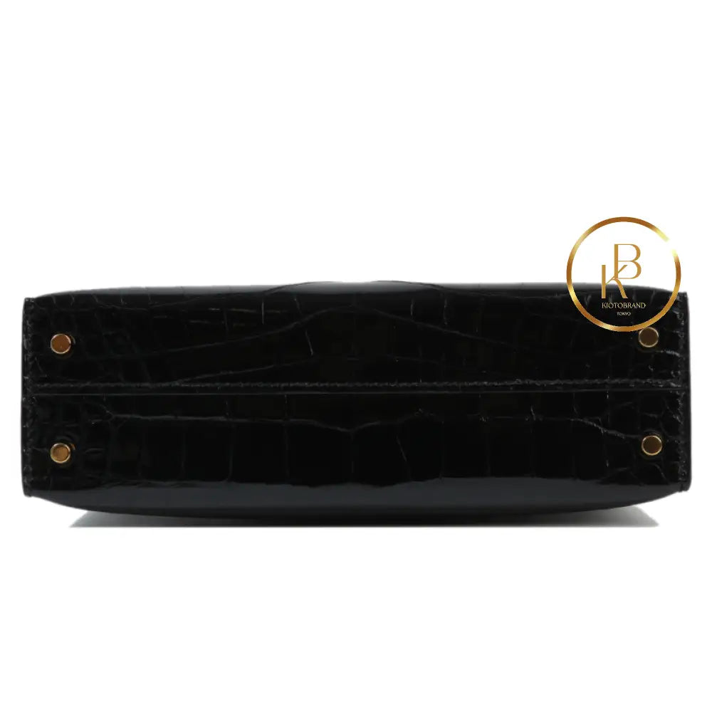 Kelly 20 Mini Black Shiny Alligator Ghw Handbags