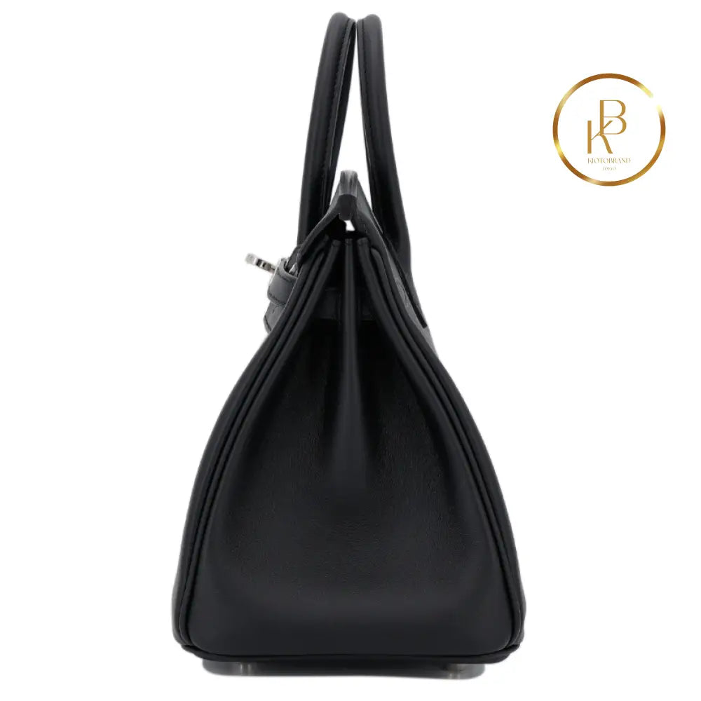 Birkin 25 Black Swift Palladium Handbags