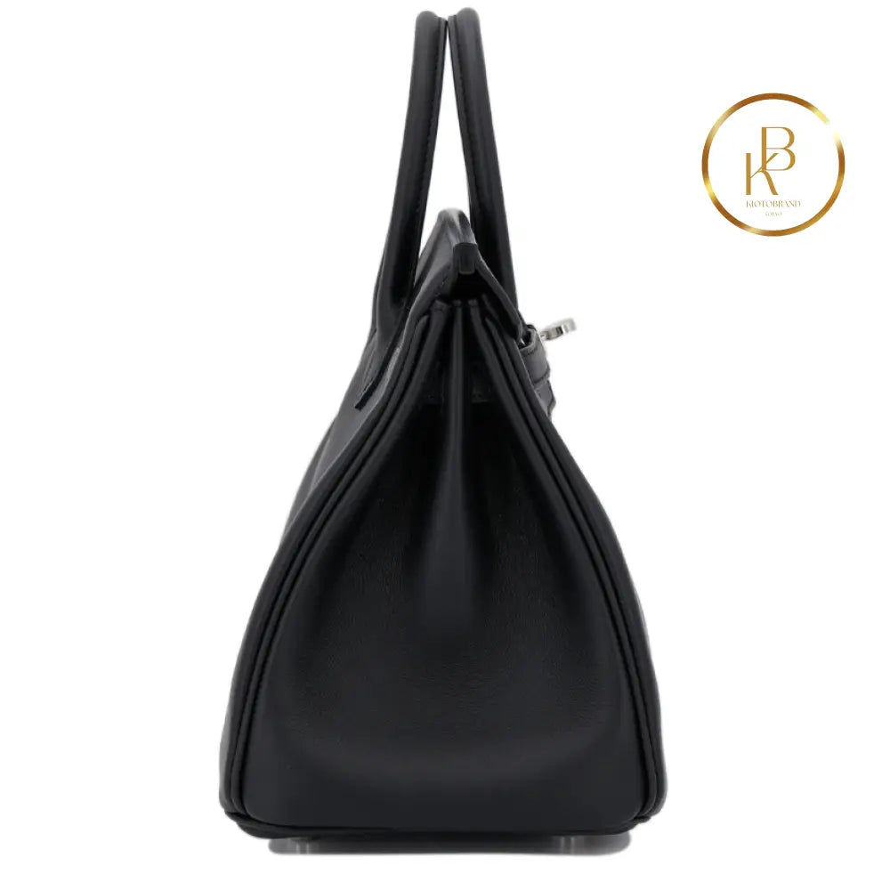 Birkin 25 Black Swift Palladium Handbags