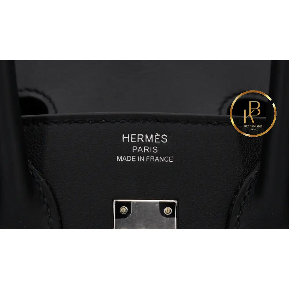 Birkin 25 Black Swift Palladium Handbags