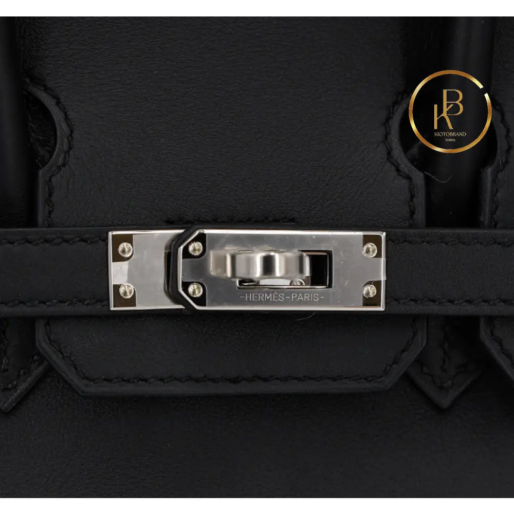 Birkin 25 Black Swift Palladium Handbags