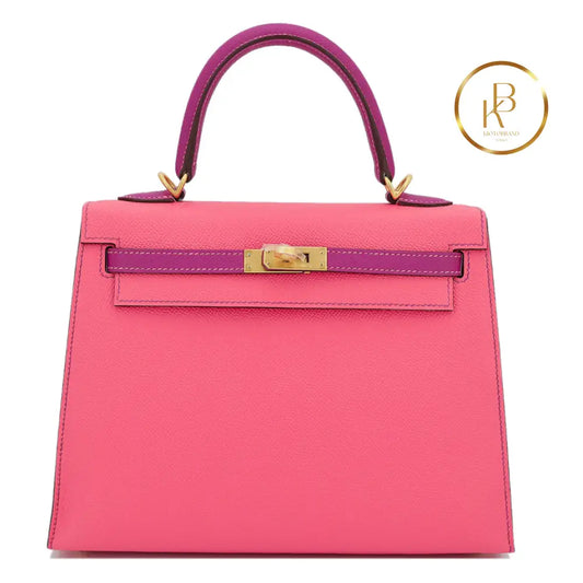 Kelly 25 Special Order Rose Azalee & Purple Epsom Handbags