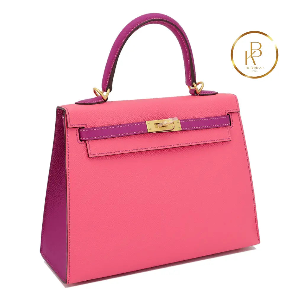 Kelly 25 Special Order Rose Azalee & Purple Epsom Handbags