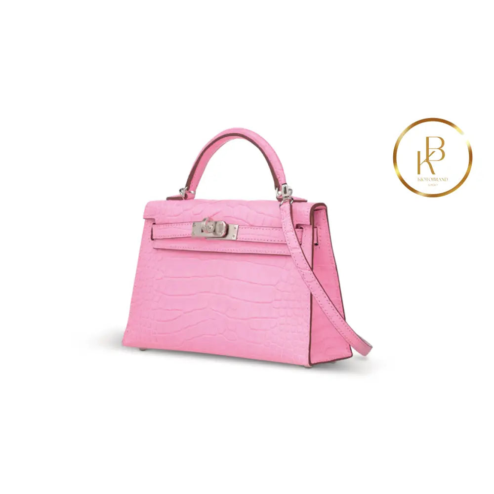 Kelly 20 Mini Ii 5P Matte Pink Alligator Handbags