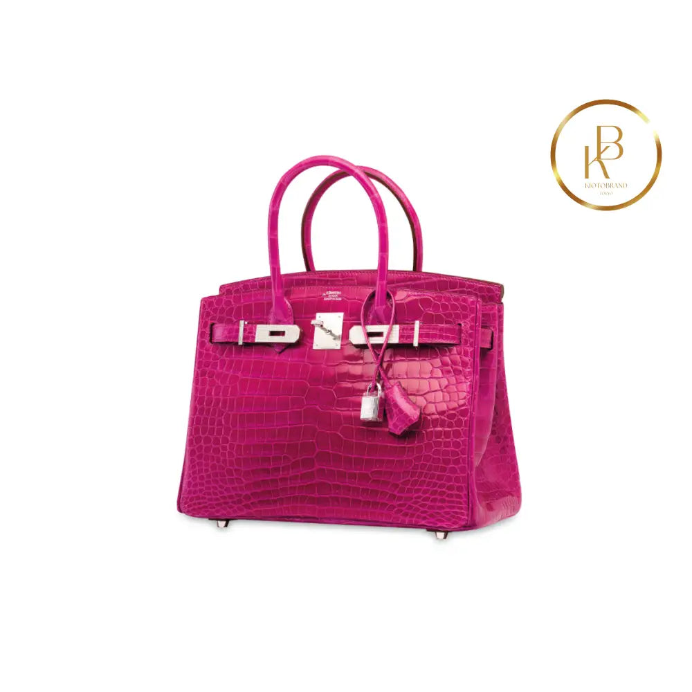 Birkin 25 Shiny Rose Scheherazade Porosus Croc 18K White Gold & Diamond Hardware Handbags