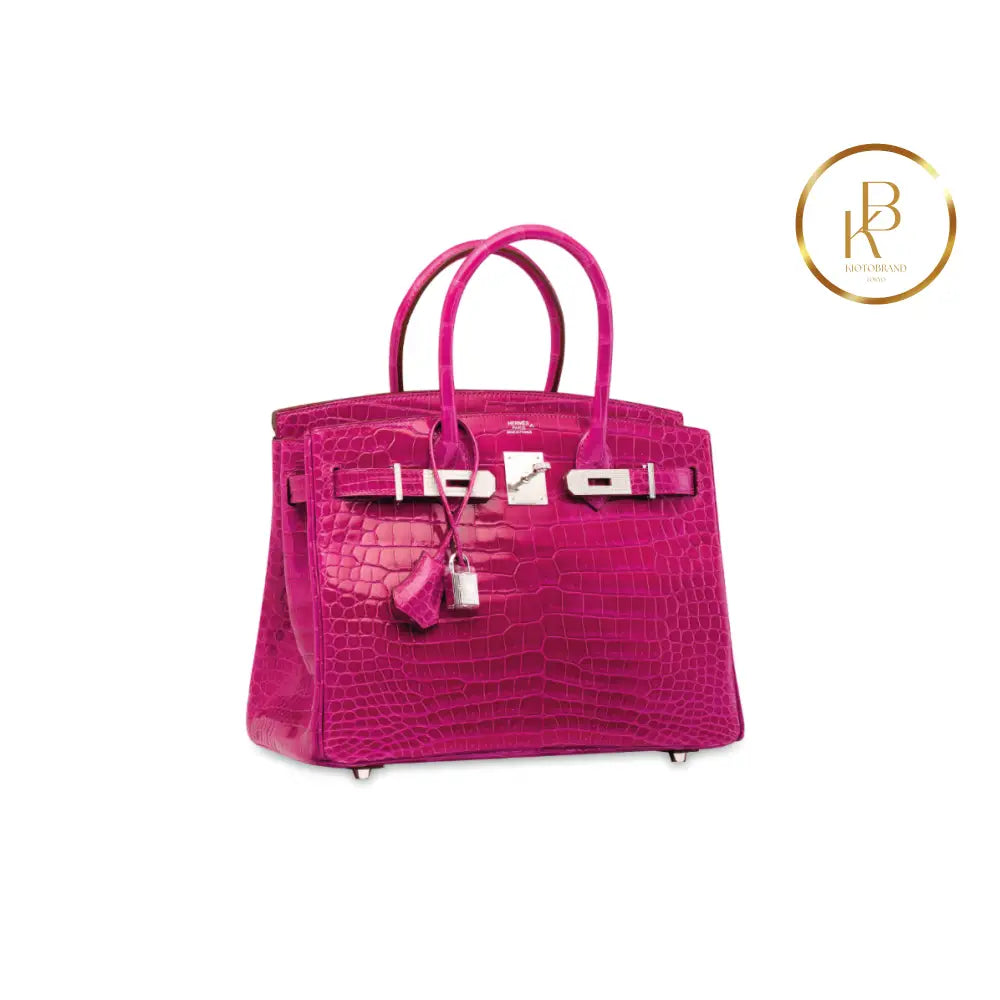 Birkin 25 Shiny Rose Scheherazade Porosus Croc 18K White Gold & Diamond Hardware Handbags