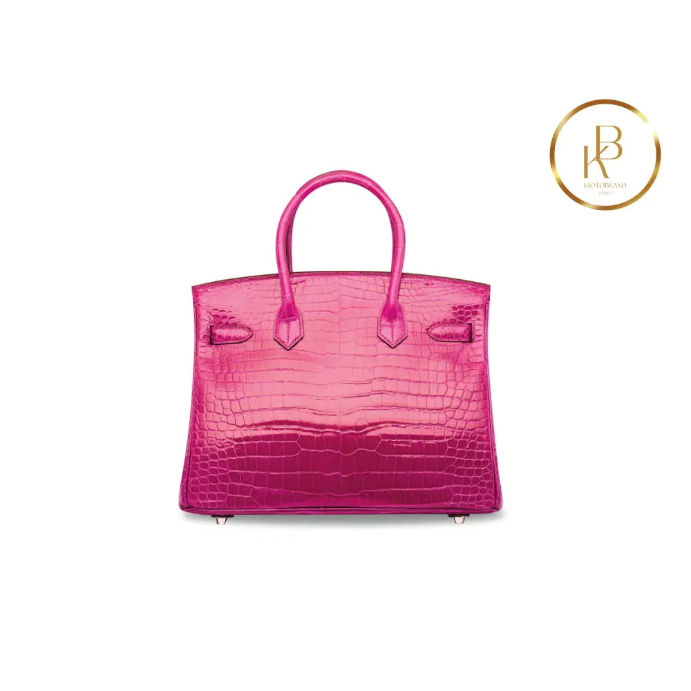 Birkin 25 Shiny Rose Scheherazade Porosus Croc 18K White Gold & Diamond Hardware Handbags