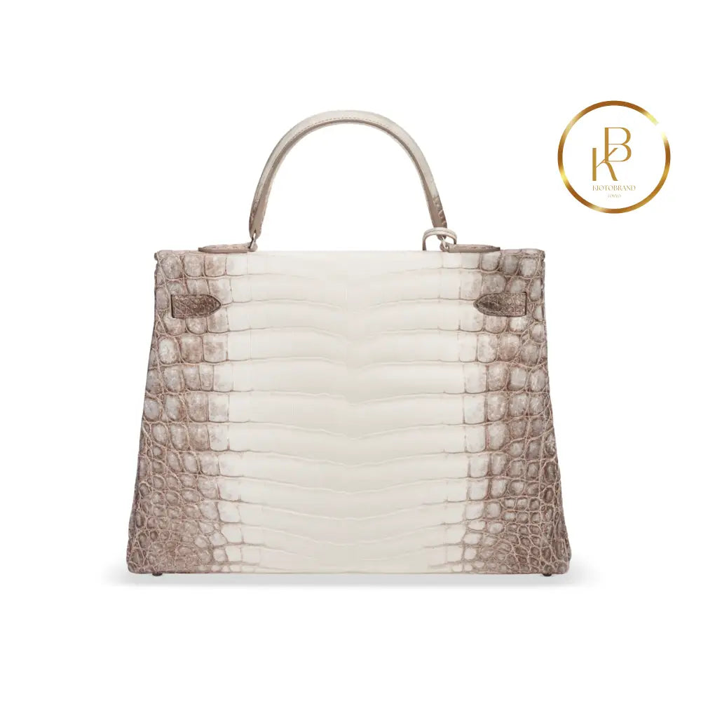 Kelly 35 Matte White Himalaya Nilocoticus 18K Gold & Diamond Hardware Handbags