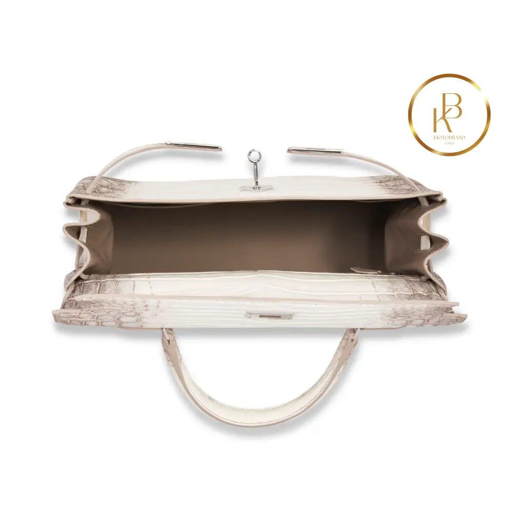 Kelly 35 Matte White Himalaya Nilocoticus 18K Gold & Diamond Hardware Handbags