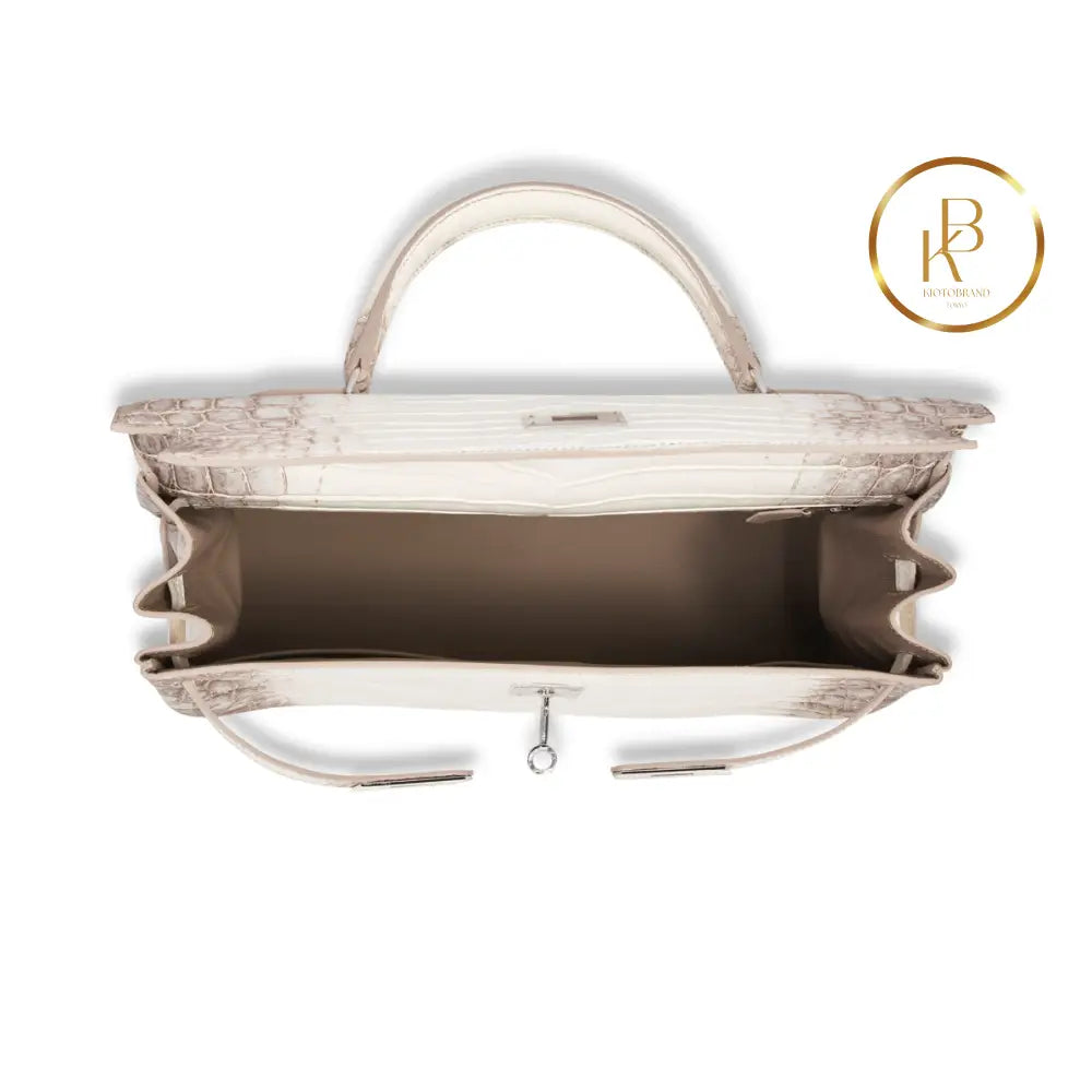 Kelly 35 Matte White Himalaya Nilocoticus 18K Gold & Diamond Hardware Handbags