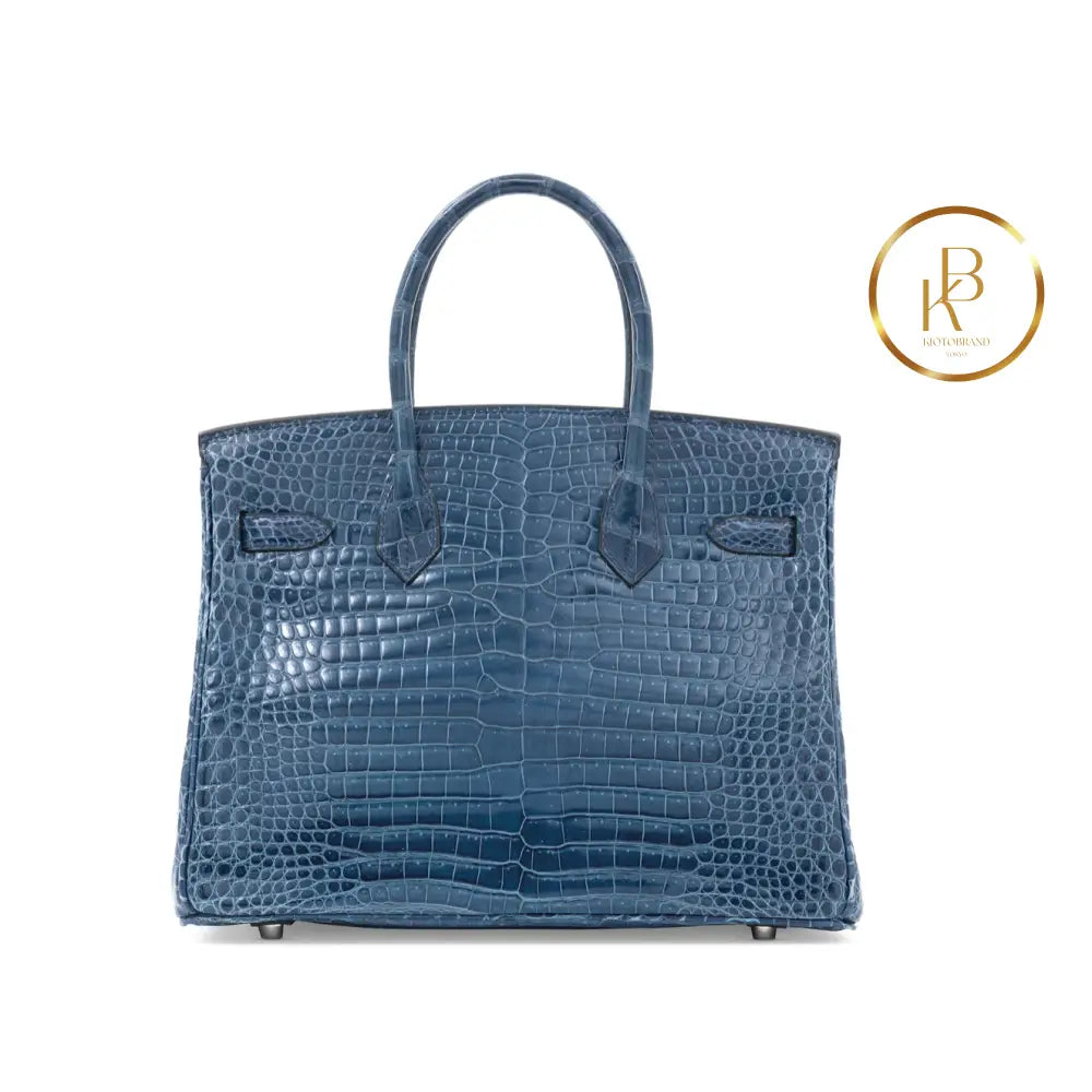 Birkin 30 Shiny Bleu Roi Porosus Croc 18K White Gold & Diamond Hardware Handbags