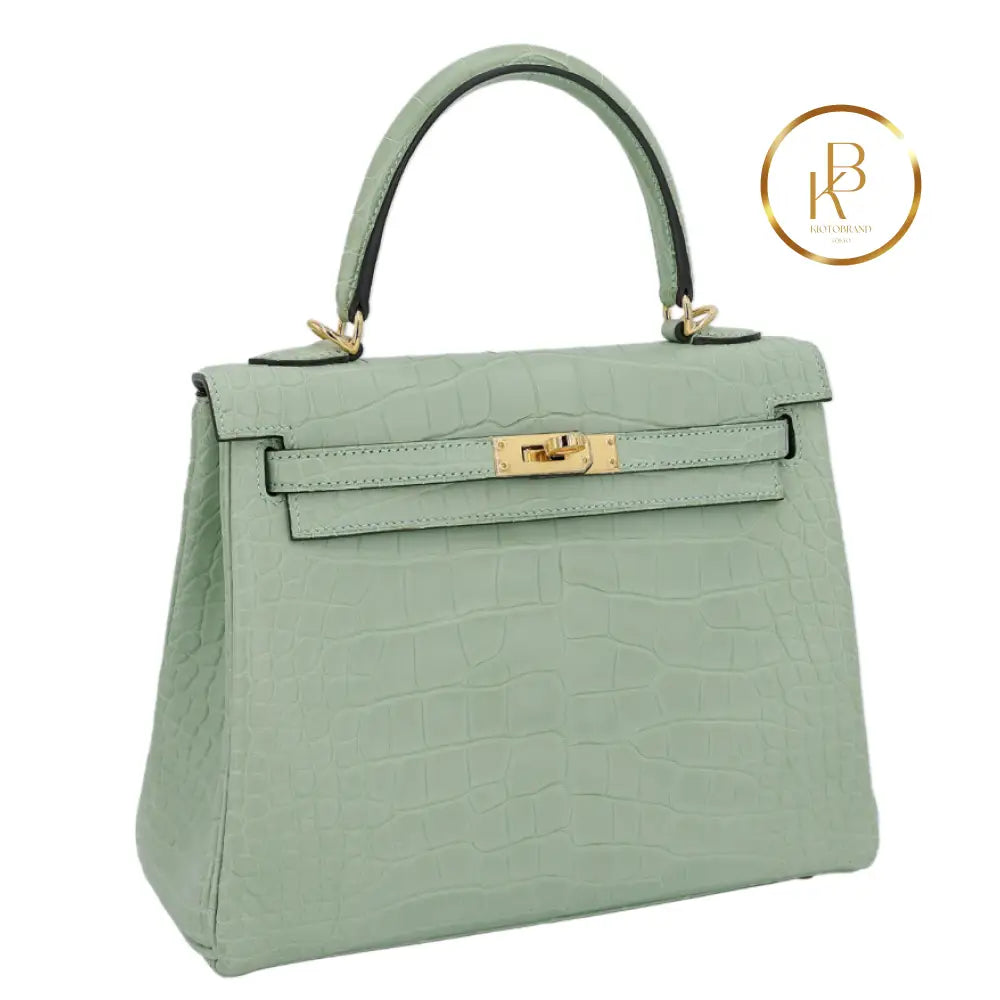 Kelly 25 Matte Alligator Vert Deau Handbags