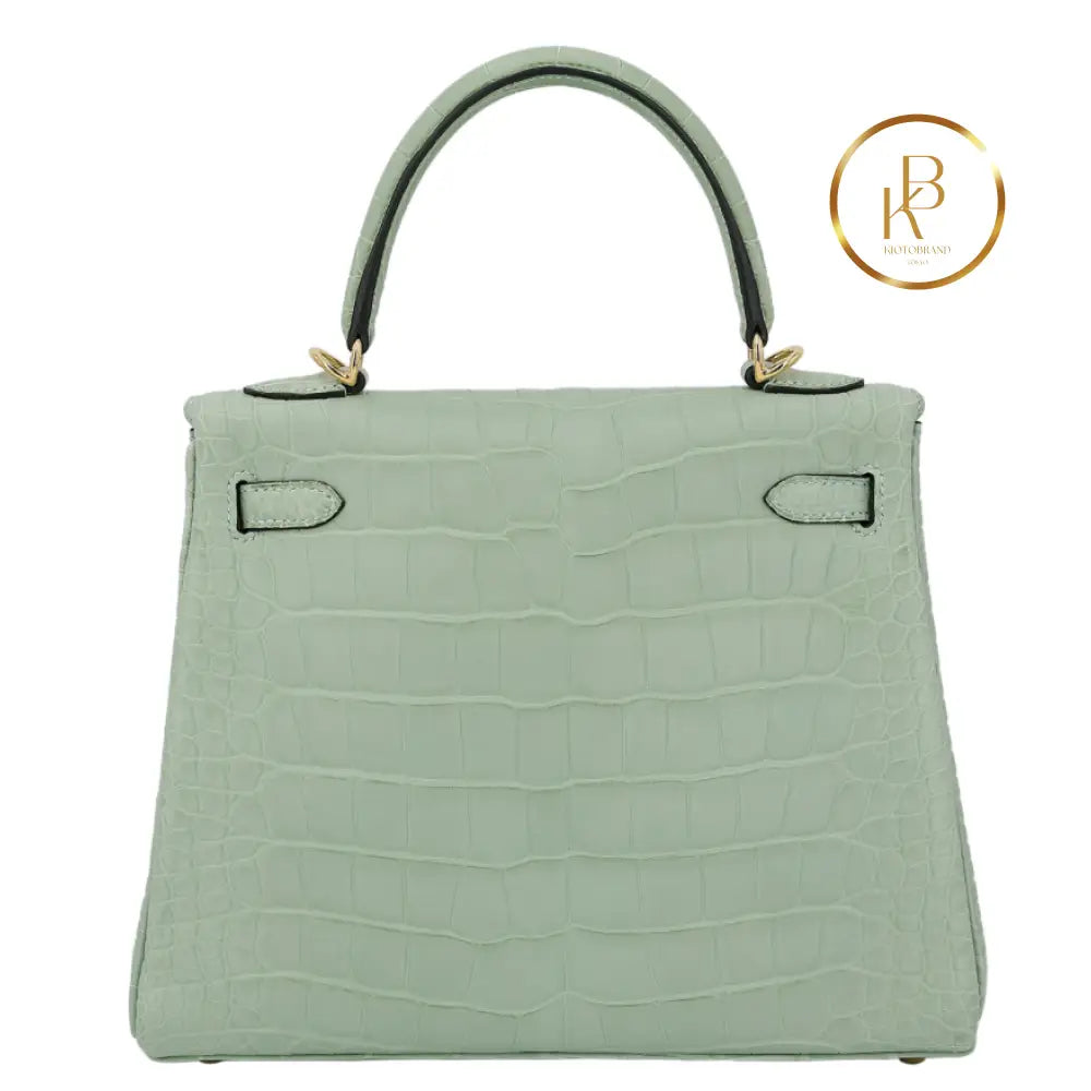 Kelly 25 Matte Alligator Vert Deau Handbags