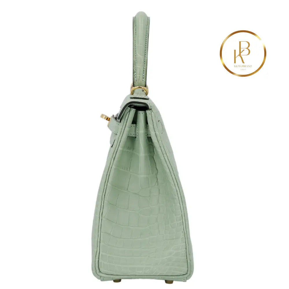 Kelly 25 Matte Alligator Vert Deau Handbags