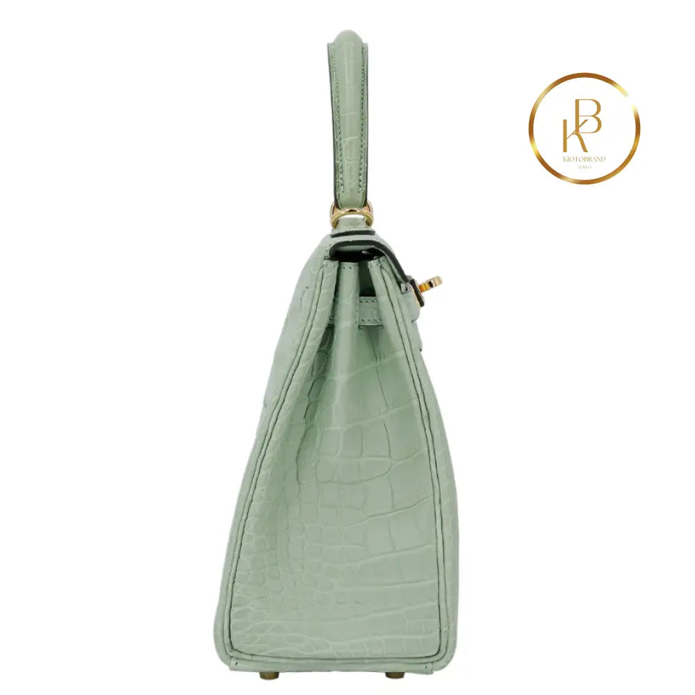 Kelly 25 Matte Alligator Vert Deau Handbags